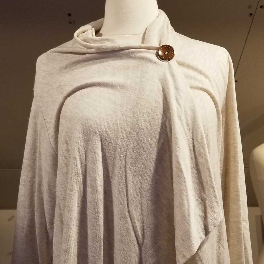 Bobeau Cream Sweater with Button Accent